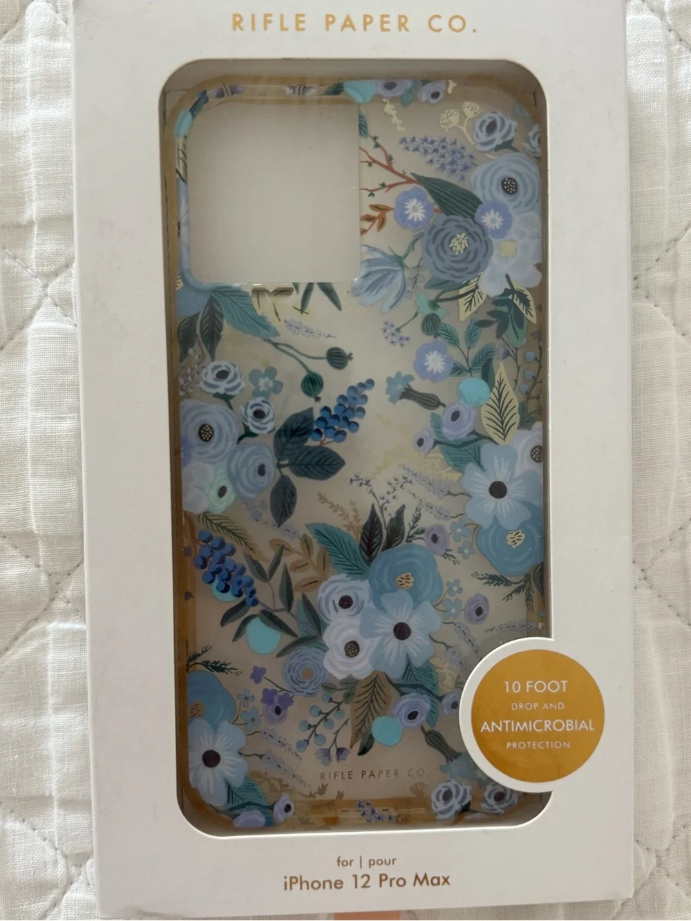 Rifle Paper Co. Blue Floral iPhone 12 Pro Max Case with Gold Accents